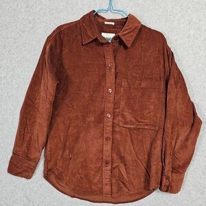 NWOT Cognac Brown Corduroy Button-Up Shirt